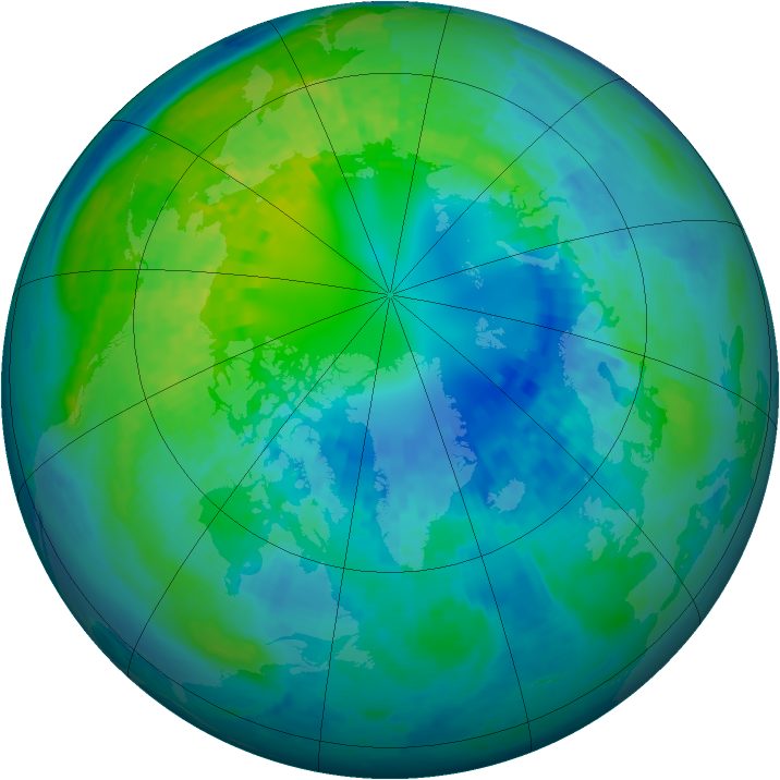 Arctic ozone map for 15 October 2003